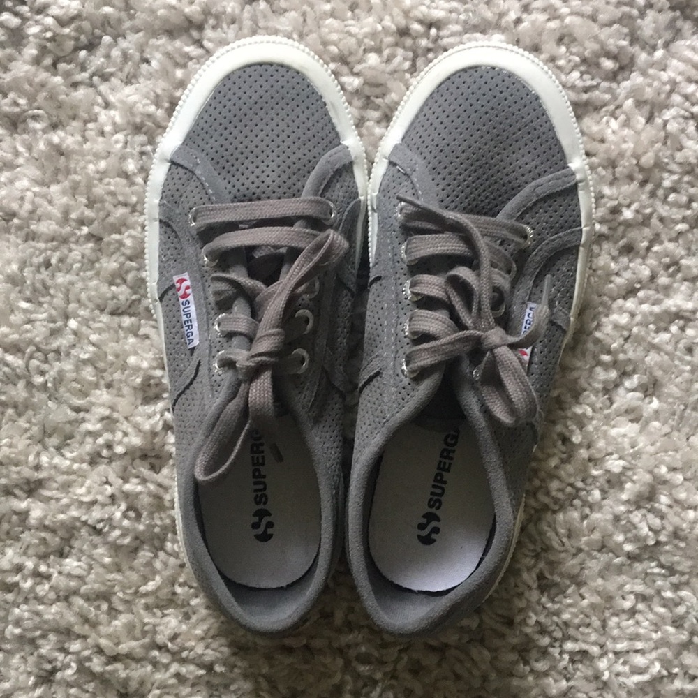 Gray suede superga never worn sneakers NWOT
